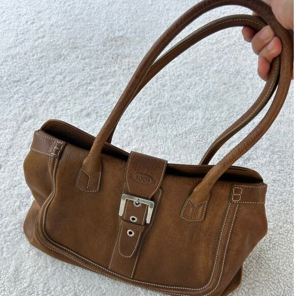 Tod's Brown Leather Buckle Satchel - Picture 1 of 6